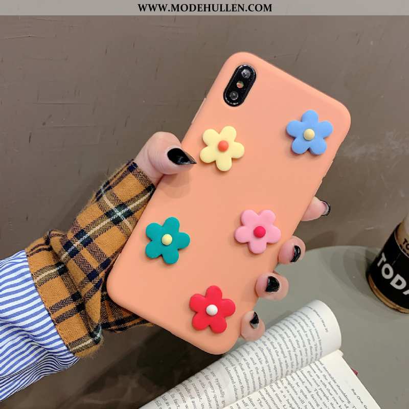 Hülle iPhone Xs Silikon Weiche Orange Handy Blumen Anti-sturz