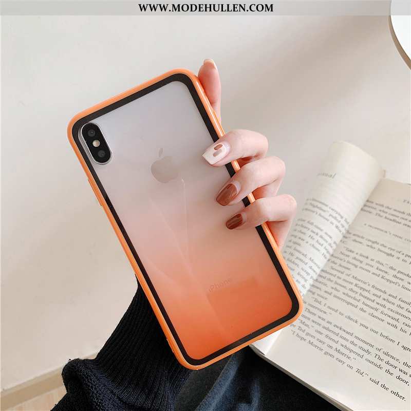 Hülle iPhone Xs Transparent Persönlichkeit Kreativ Weiche Case Farbverlauf Anti-sturz Orange