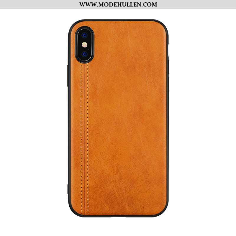 Hülle iPhone Xs Trend Lederhülle Echt Leder Handy Hintere Abdeckung Dunkelblau