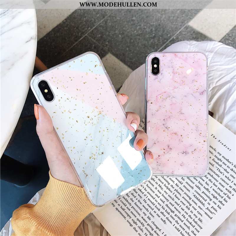 Hülle iPhone Xs Trend Schutz Gold Handy Case Groß Rosa