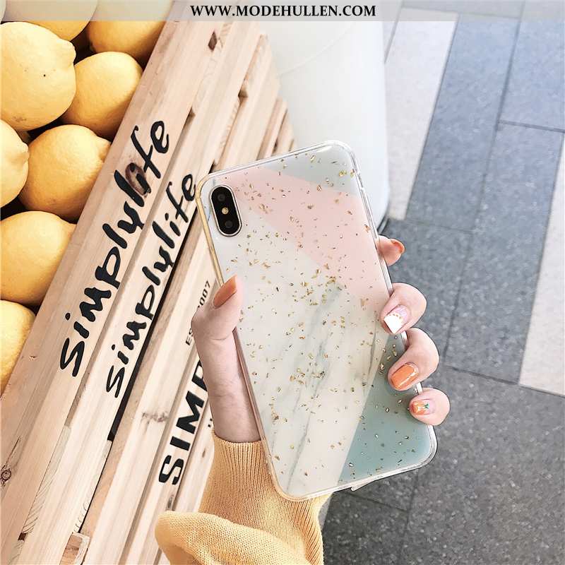 Hülle iPhone Xs Trend Schutz Gold Handy Case Groß Rosa