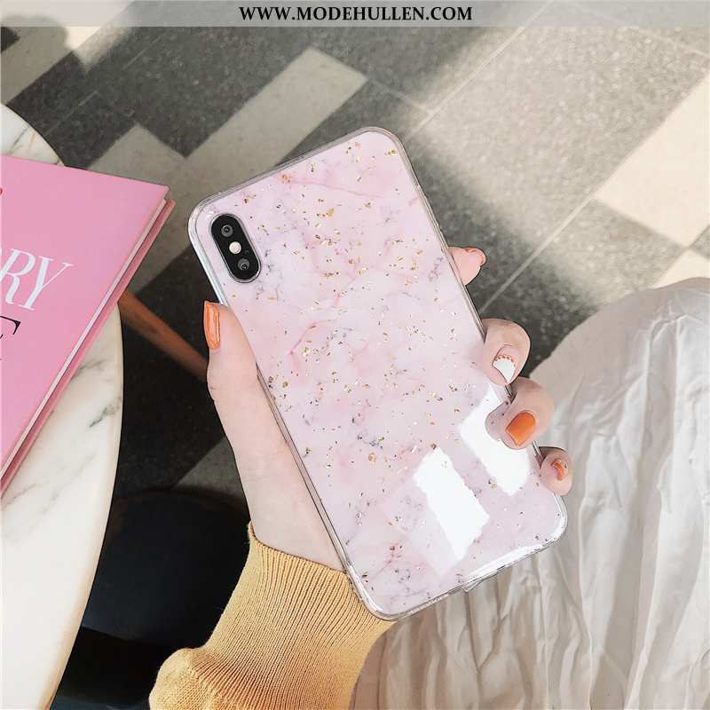 Hülle iPhone Xs Trend Schutz Gold Handy Case Groß Rosa