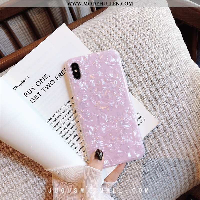 Hülle iPhone Xs Weiche Silikon Herz Muster Rosa Case Schwarz