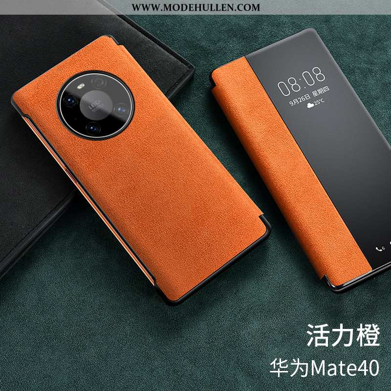 Hülle Huawei Mate 40 Anti-pelz Silikon Orange Clamshell Alles Inklusive Lederhülle