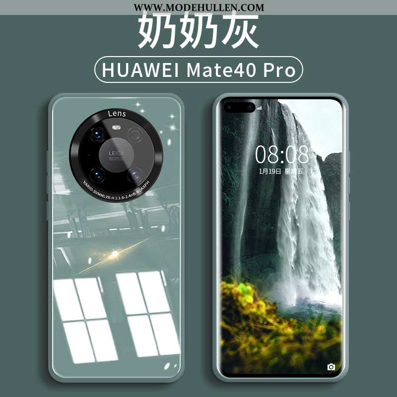 Hülle Huawei Mate 40 Pro Silikon Schutz Lila Case Glas Spiegel Neu