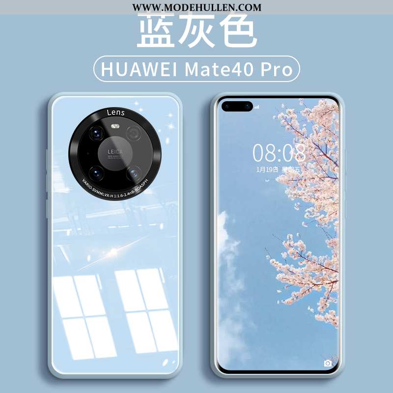 Hülle Huawei Mate 40 Pro Silikon Schutz Lila Case Glas Spiegel Neu