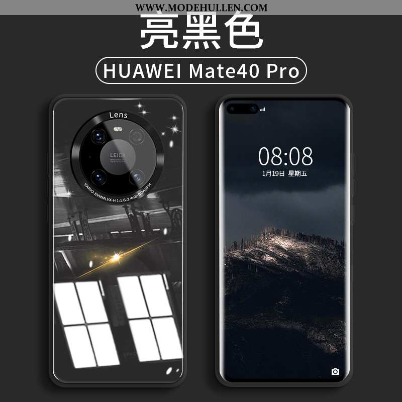 Hülle Huawei Mate 40 Pro Silikon Schutz Lila Case Glas Spiegel Neu