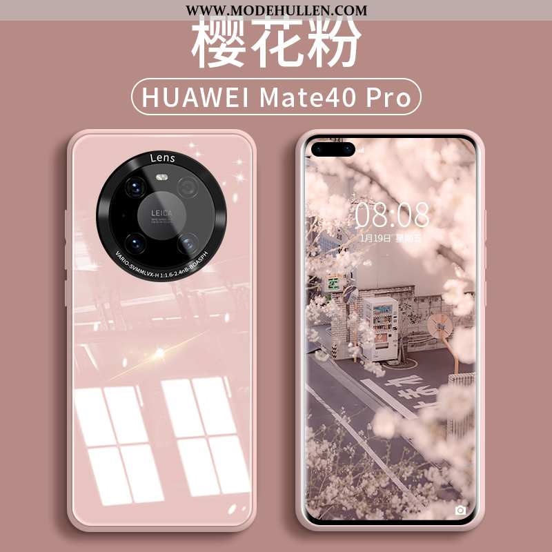 Hülle Huawei Mate 40 Pro Silikon Schutz Lila Case Glas Spiegel Neu