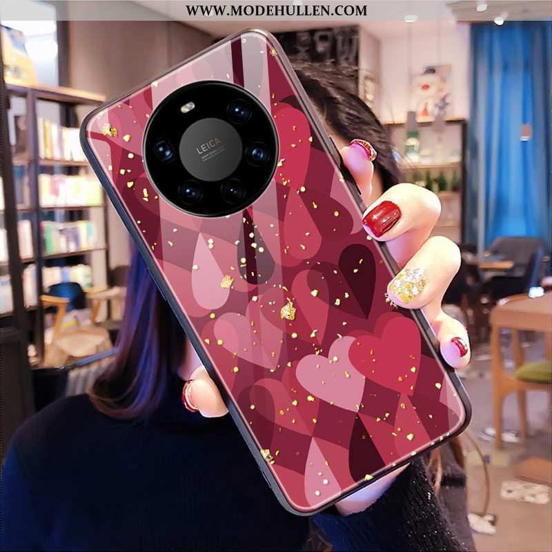 Hülle Huawei Mate 40 Pro+ Weiche Glas Wind Netto Rot Case Schwer Temperieren Rote