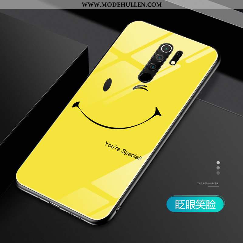 Hülle Xiaomi Redmi 9 Glas Persönlichkeit Handy Netto Rot Anti-sturz Smiley Rot Gelbe