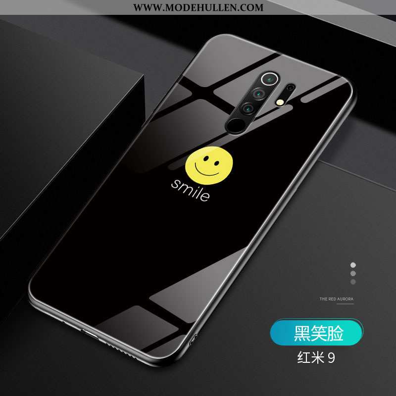 Hülle Xiaomi Redmi 9 Glas Persönlichkeit Handy Netto Rot Anti-sturz Smiley Rot Gelbe