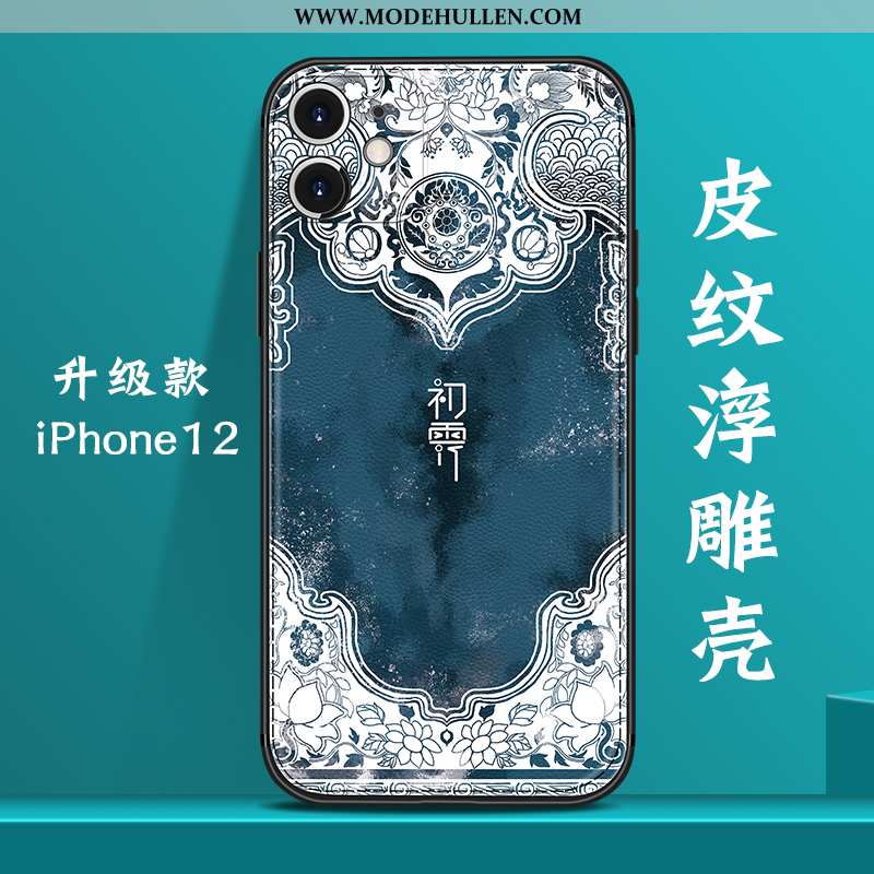 Hülle iPhone 12 Persönlichkeit Kreativ Anti-sturz Handy Chinesische Art Trend Wind Dunkelblau