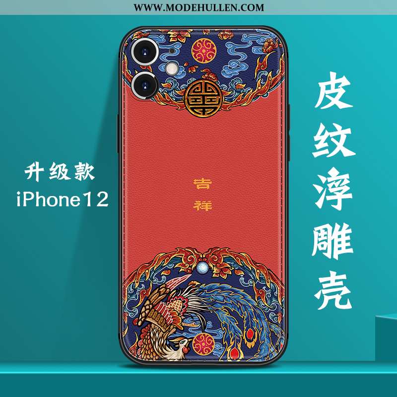 Hülle iPhone 12 Persönlichkeit Kreativ Anti-sturz Handy Chinesische Art Trend Wind Dunkelblau