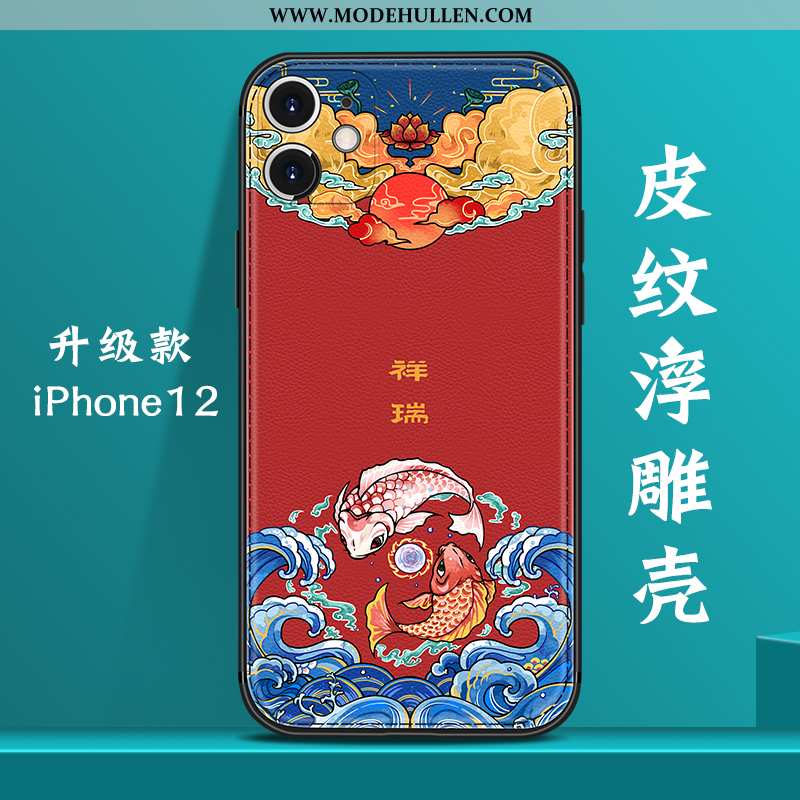 Hülle iPhone 12 Persönlichkeit Kreativ Anti-sturz Handy Chinesische Art Trend Wind Dunkelblau