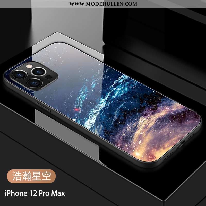 Hülle iPhone 12 Pro Max Kreativ Trend Platz Liebhaber Handy Spiegel Sternenhimmel Dunkelblau