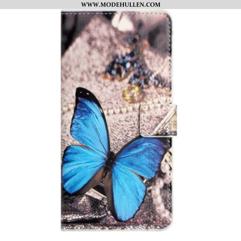 Flip Case Für Samsung Galaxy A14 / A14 5G Blauer Schmetterling