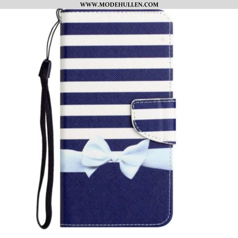 Flip Case Für Samsung Galaxy A14 / A14 5G Mit Kordel Marineblaues Armband