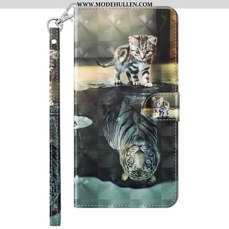 Flip Case Für Samsung Galaxy A14 / A14 5G Mit Kordel Strappy Kitten Dream