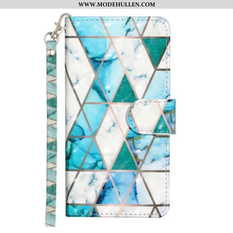 Flip Case Für iPhone 15 Plus Mit Kordel 3d-marmor Mit Riemen