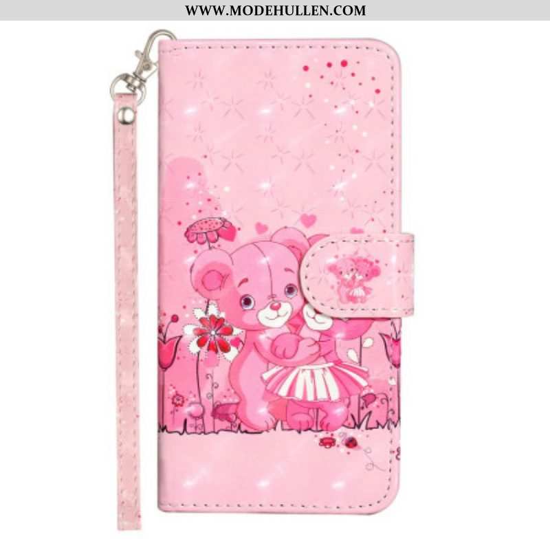Flip Case Für iPhone 15 Plus Mit Kordel 3d-teddybären Mit Riemen