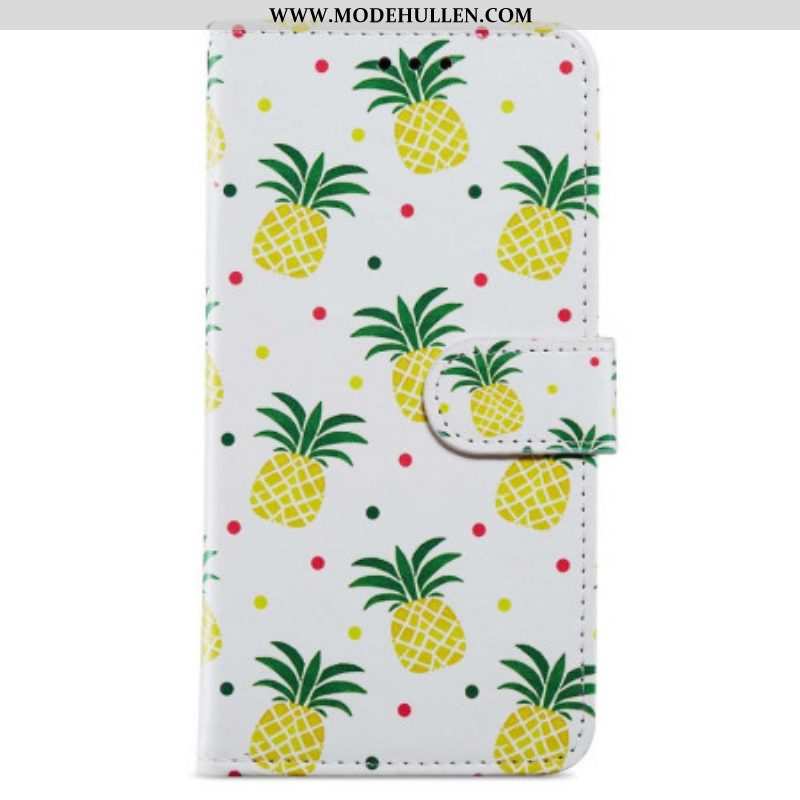 Flip Case Für iPhone 15 Plus Mit Kordel Ananas Mit Riemen