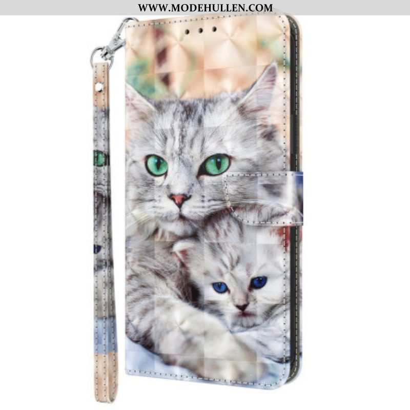 Flip Case Für iPhone 15 Pro Max Mit Kordel Zarte Tanga-katzen