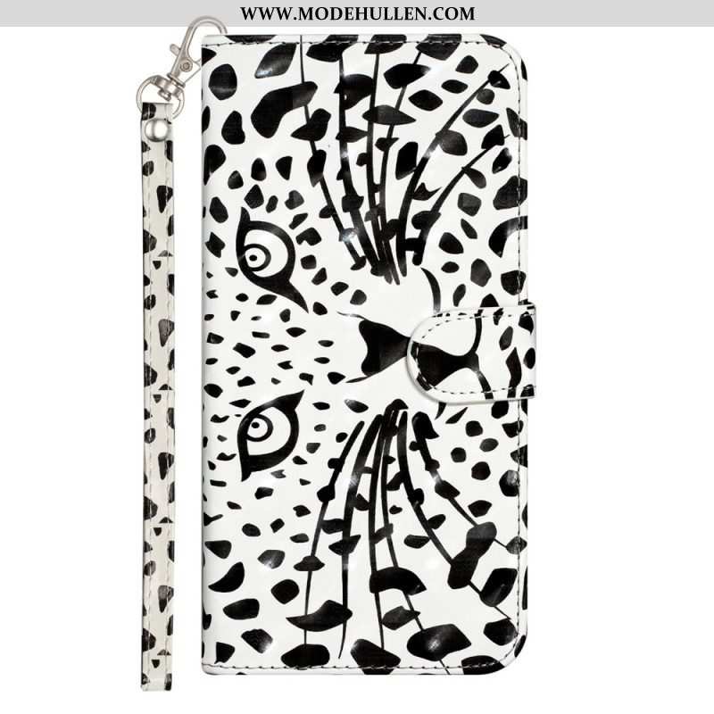 Flip Case Für iPhone 15 Pro Mit Kordel 3d-leopard Mit Riemen