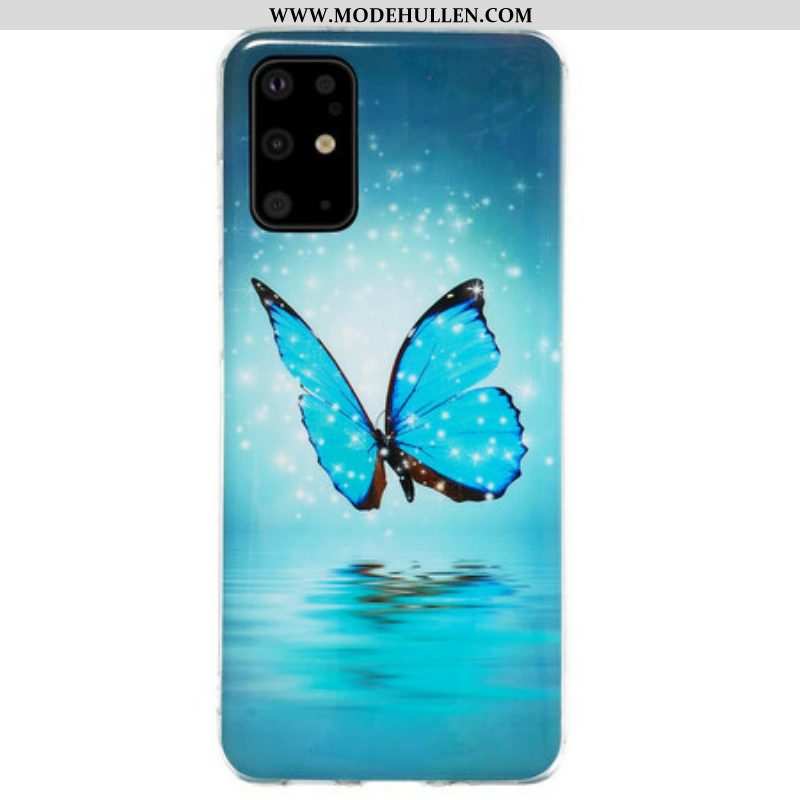Handyhülle Für Samsung Galaxy S20 Plus / S20 Plus 5G Fluoreszierender Blauer Schmetterling