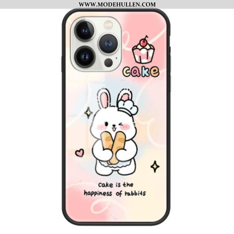 Handyhülle Für iPhone 15 Pro Happy Rabbit Gehärtetes Glas