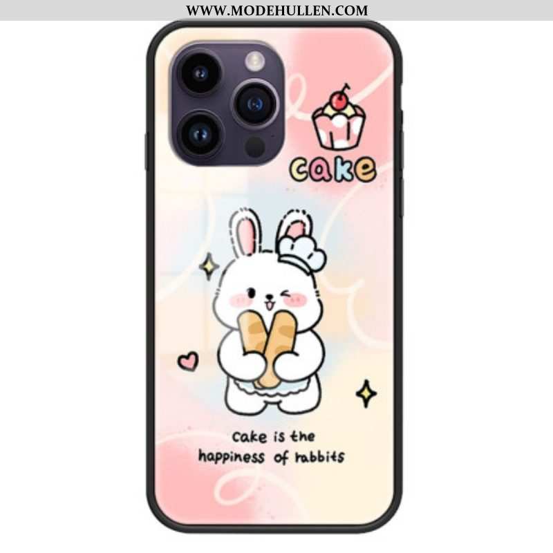 Handyhülle Für iPhone 15 Pro Max Happy Rabbit Gehärtetes Glas