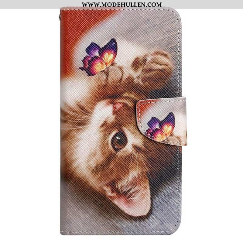 Lederhüllen Für iPhone 15 Mit Kordel Nur Katzen Mit Tangas