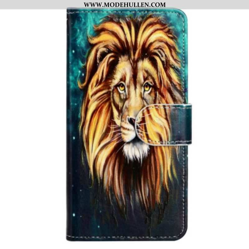 Lederhüllen Für iPhone 15 Mit Kordel Schlüsselband Mit Löwengrafik