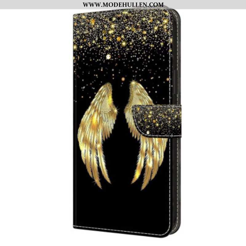 Lederhüllen Für iPhone 15 Pro Goldene Flügel