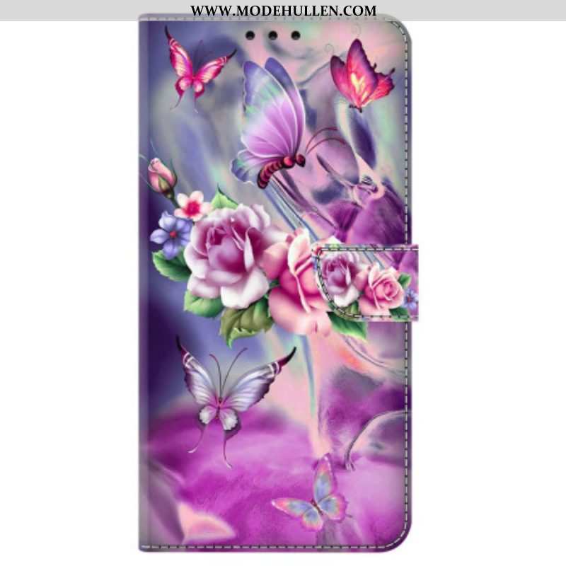 Lederhüllen Für iPhone 15 Pro Hübsche Blumen