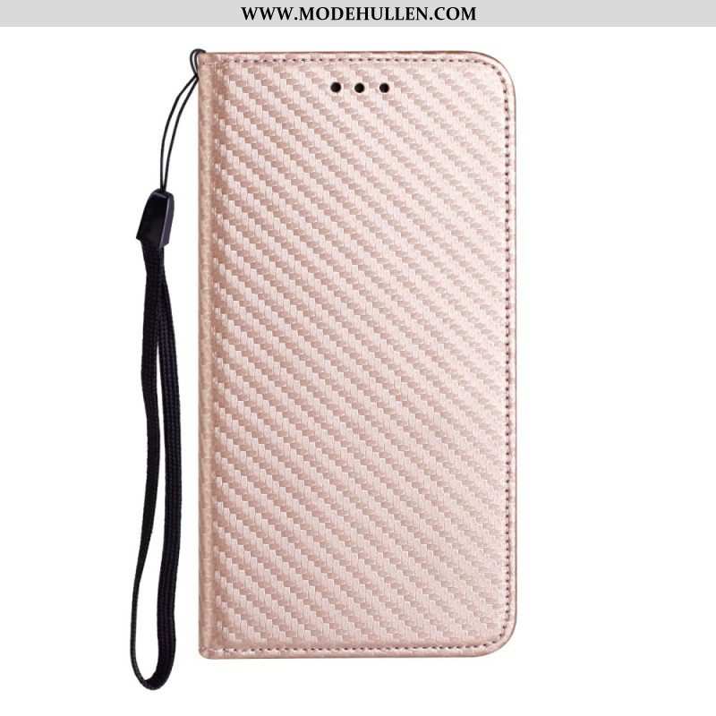 Schutzhülle Für iPhone 15 Mit Kordel Flip Case Kohlefaserarmband