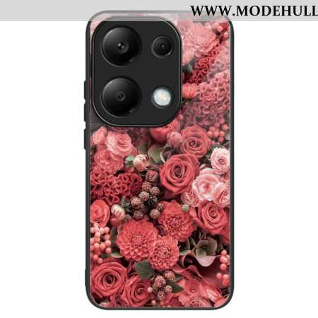 Hülle Für Xiaomi Redmi Note 13 Pro 4g Rote Und Rosa Blumen Aus Gehärtetem Glas