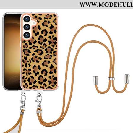 Hülle Samsung Galaxy S24 Plus 5g Handyhülle Kordelzug Mit Leopardenmuster