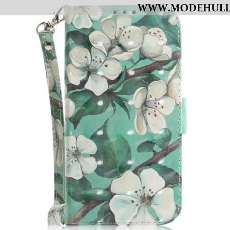 Lederhüllen Für Realme 12 Pro / 12 Pro Plus Aquarellblumen Mit Riemen