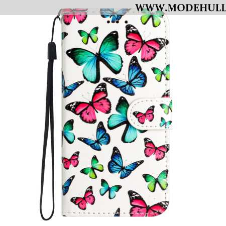 Lederhüllen Oppo A98 5g Handyhülle Schmetterlinge Mit Riemen