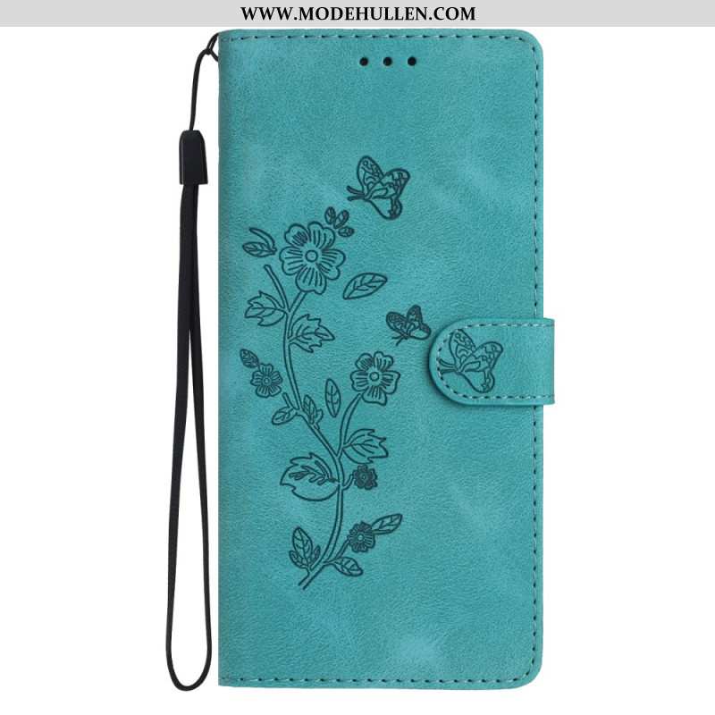 Lederhüllen Xiaomi 14t Pro Handyhülle Blumenmuster Mit Riemen