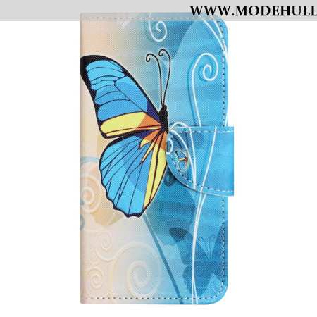Lederhüllen Xiaomi Redmi Note 13 4g Gelber Und Blauer Schmetterling